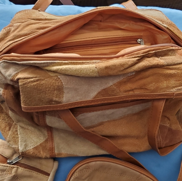 Suede Patchwork Handbag, Large Capacity, Multiple Pockets - Picture 7 of 13